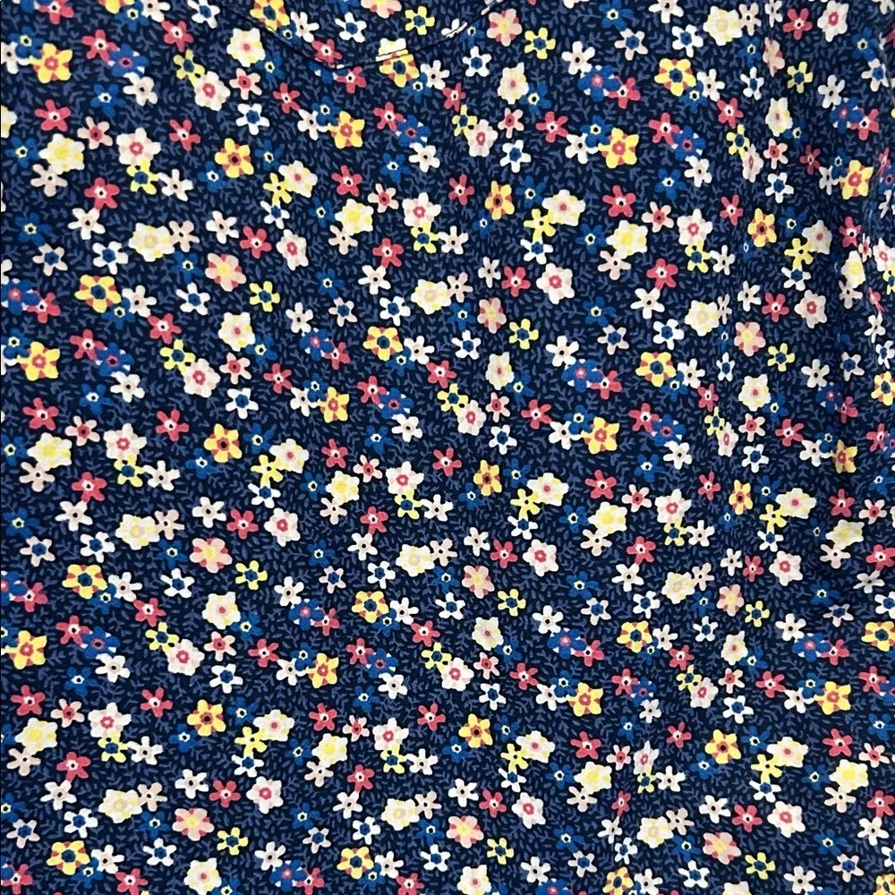 J Crew Men's Navy Floral Short Sleeve Button Down Shirt  Size XL EUC